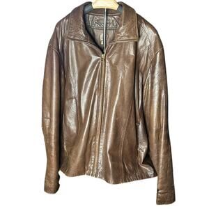 Wilson Leather Pelle Studio brown leather zip up jacket